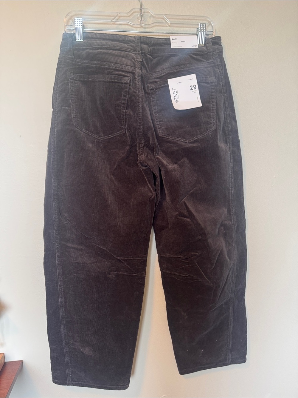 Vervet Kate NWT Brown Barrel Leg Corduroy Jean Pants - Picture 3 of 5